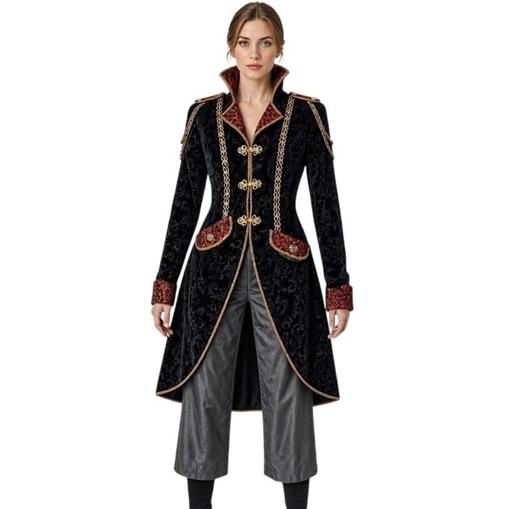 Black Velvet Size S Steampunk Tailcoat Victorian Gothic Cosplay Jacket Halloween